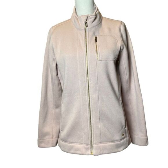 Calvin Klein Coat in Soft Pink with Gold Detail Zip and Chest Pocket Size Medium - Picture 1 of 12